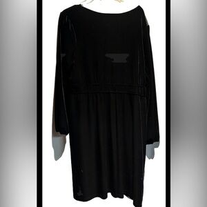 Lane Bryant V Neck Velvet Black Dress 18/20 holiday preppy cocktail party
